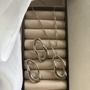 Conjunto na cor prata forma orgânica.